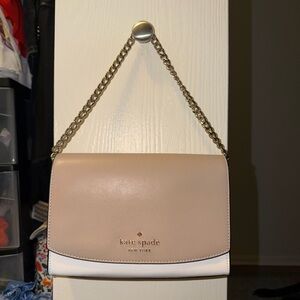 kate spade two-tone warm beige & white chain shoulder bag